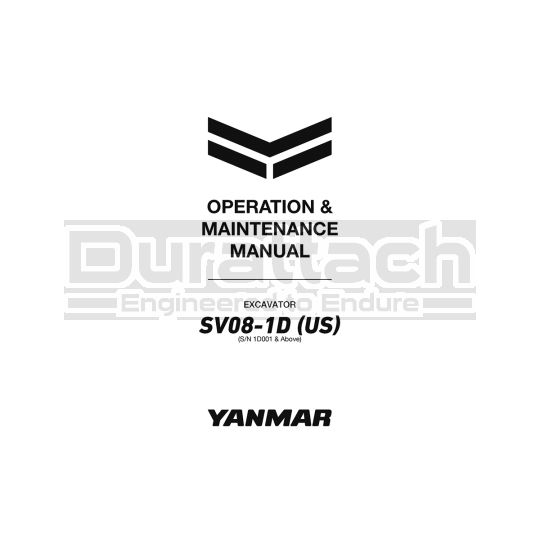 Yanmar SV081D Excavator Operation Manual
