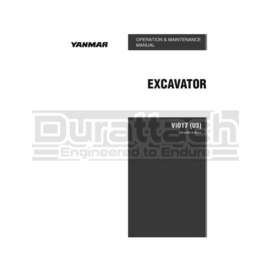 Yanmar Excavator ViO17 Operation Manual - Digital Download
