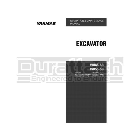Yanmar Excavator ViO45-5B Operation Manual - Digital Download