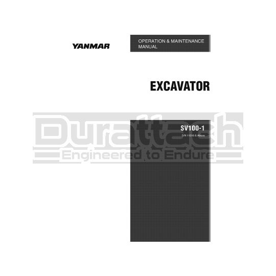 Yanmar Excavator SV100-1 Operation Manual - Digital Download