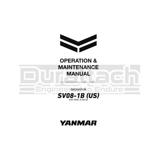 Yanmar SV08-1B Excavator Operation Manual - Digital Download
