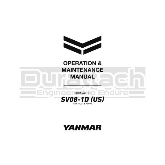 Yanmar SV08-1D Excavator Operation Manual