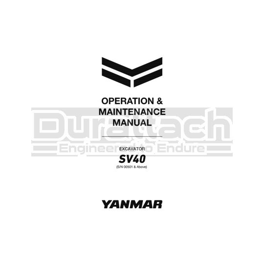 Yanmar Excavator SV40 Operation Manual - Digital Download