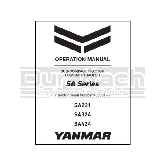 Yanmar Tractor SA-Series (SN 400001 & Above) Operation Manual