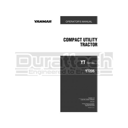 Yanmar Tractor YT235 Operation Manual - Digital Download